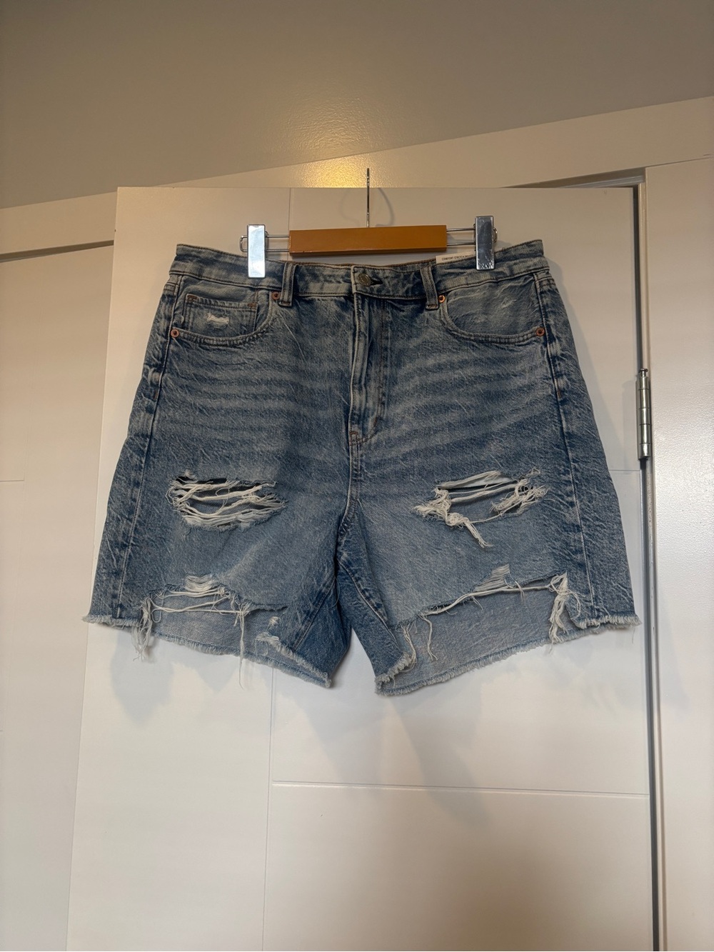 NWT American Eagle Distressed Baggy Mom Short Light Blue Jean Shorts